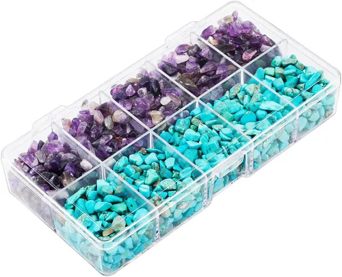 Miniatura 3 de mookaitedecor Piedras rodadas de cristal, 17.64 oz de mezcla de amatista y howlita azul turquesa para cabaña, Tumbling, juego de curación
