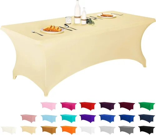 Miniatura 45 de LZY Cubierta de Mesa Elástica Ajustable de Spandex para Mesa Plegable de 6 pies, 4 pies o 8 pies, Mantel de Cóctel Rectangular, Perfecto para Champn