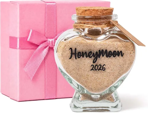 Tarro de recuerdo de arena de luna de miel 2026, despedida de soltera, boda, compromiso, luna de miel, viajes para parejas, recién casados,