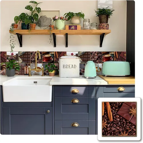 Miniatura 29 de Alwayspon Vinilo adhesivo efecto piedra, pegatinas para azulejos de pared autoadhesivas, protector antisalpicaduras para cocina y baño, T026