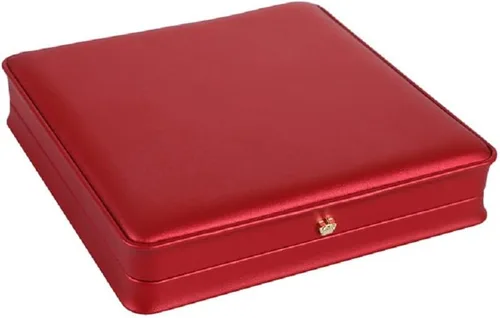 Miniatura 3 de Juego de joyas de boda Caja de cuero premium collar pendiente anillo expositor soporte de almacenamiento (rojo grande)