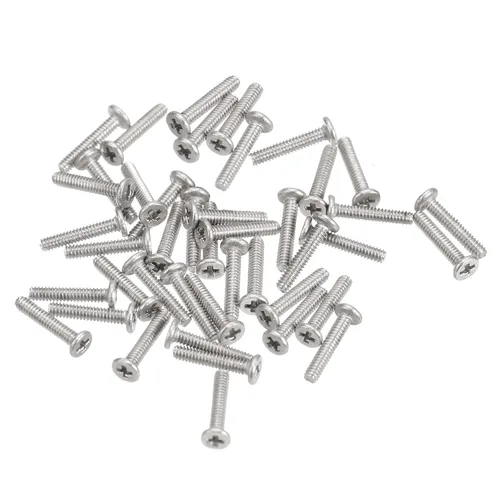 Miniatura 50 de Uxcell M1-0.25 x 2 mm 50 piezas Tornillos de cabeza plana redonda 304 de acero inoxidable Phillips Drive tornillos de máquina para fijación