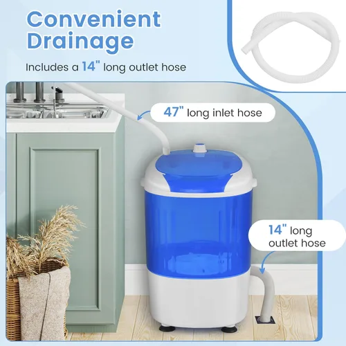 Miniatura 5 de ARLIME Lavadora portátil, mini lavadora de carga superior de 5.5 libras con bañera de secado giratorio extraíble y cubierta de seguridad, máquina