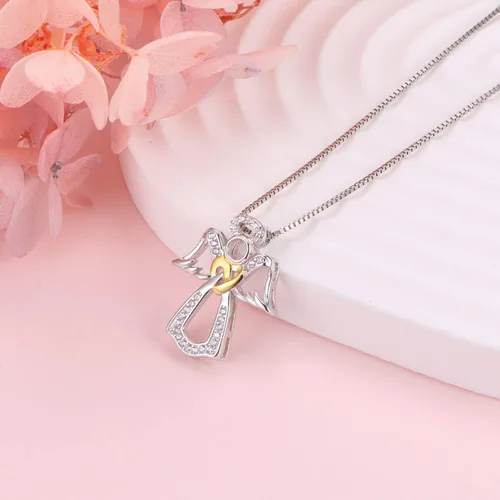 Miniatura 2 de DAOCHONG Collar de ángel de la guarda para mujer, plata de ley, con colgante de alas "You Are My Angel", regalo de joyería para niñas