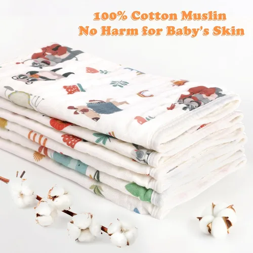 Miniatura 3 de decalsweet Paños de muselina para bebé, paquete de 6 paños de muselina para eructos, 100% algodón, grandes, 20 x 12 pulgadas, suaves, 6 capas