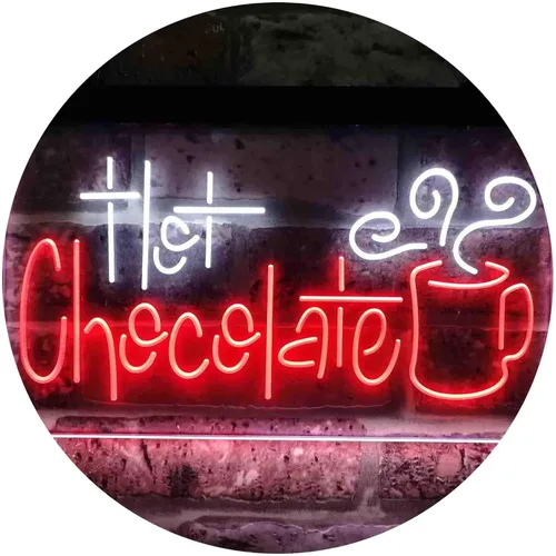 Miniatura 13 de ADVPRO Señal de neón LED de doble color para bebida de chocolate caliente, azul y rojo, 12 x 8 pulgadas st6s32-i3831-br