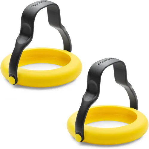 Miniatura 8 de Dreamfarm Flegg Anillos de Silicona Flexibles 3 en 1 para Huevos, Volteadores y Servidores Seguros en Antiadherente - Paquete de 2, Amarillo/Negro