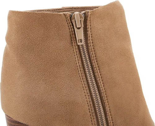 Miniatura 5 de Fashare Botines de cuña para mujer, tacón de lazo, tacón apilado, zapatos de vestir de invierno, Negro, Café