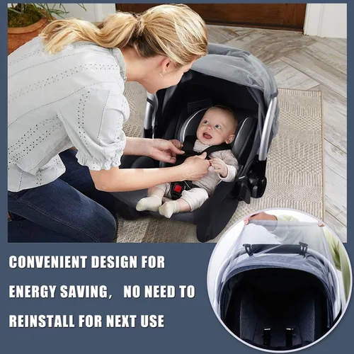 Miniatura 4 de Mosquitera para asientos de automóvil de bebé, cochecito y moisés, red de malla para asiento de automóvil infantil, transpirable, fácil de instalar