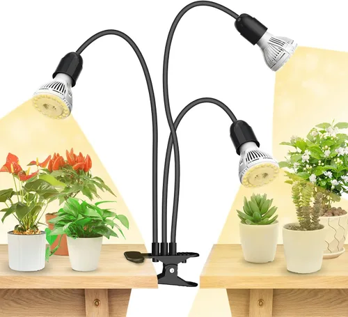 SANSI Luces LED de Cultivo para Plantas de Interior, 450W Espectro Completo Lámpara de Cultivo de Cuello de Cisne de 3 Cabezales con Tecnología