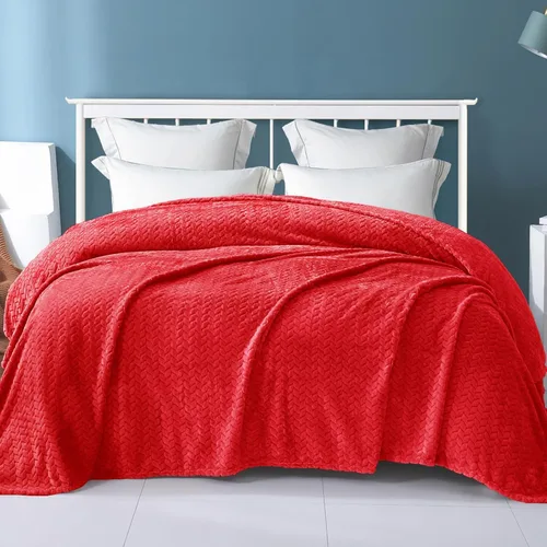 Miniatura 2 de Exclusivo Mezcla - Manta de tamaño king de vellón, color rojo, para cama, 90 x 104 pulgadas, suave, acogedora, en 3D, de franela, en jacquard