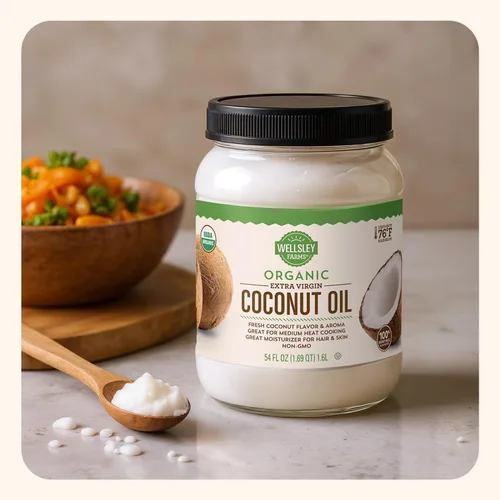 Miniatura 6 de Wellsley Farms Aceite de coco virgen extra orgánico, sin refinar, 100% puro y natural, vegano, sin OMG, sin gluten y apto para dieta cetogénica
