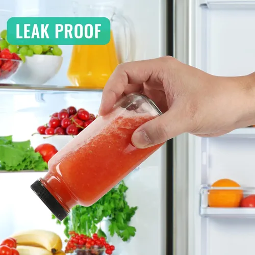 Miniatura 4 de Botellas de jugo de vidrio de 8 onzas con tapas, paquete de 6, botellas de vidrio reutilizables, tarros de agua de 8.5 fl oz para leche, jugos