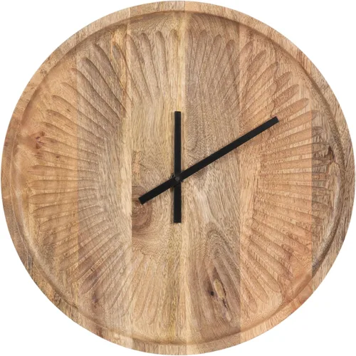 Miniatura 8 de Kate and Laurel Grear Modern - Reloj de pared redondo sin números, 17 pulgadas de diámetro, madera natural, reloj decorativo de madera tallada