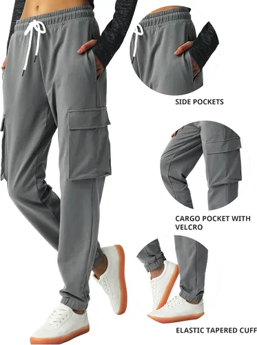 Miniatura 3 de SPECIALMAGIC Pantalones deportivos tipo cargo para mujer, de algodón, con 4 bolsillos