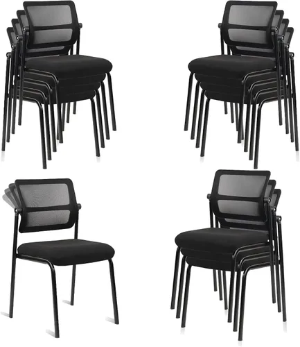 Miniatura 9 de CLATINA Sillas de escritorio de oficina apilables de malla, portátil, apilable, a granel, para sala de espera, sin brazos, con respaldo ajustable