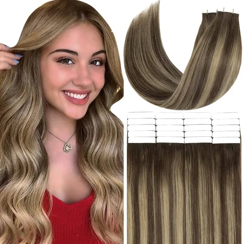 Miniatura 7 de Anrosa Extensiones de cabello humano real de 20 pulgadas, extensiones de cabello humano lacio de doble cara, color negro azabache, 1.76 oz, 20