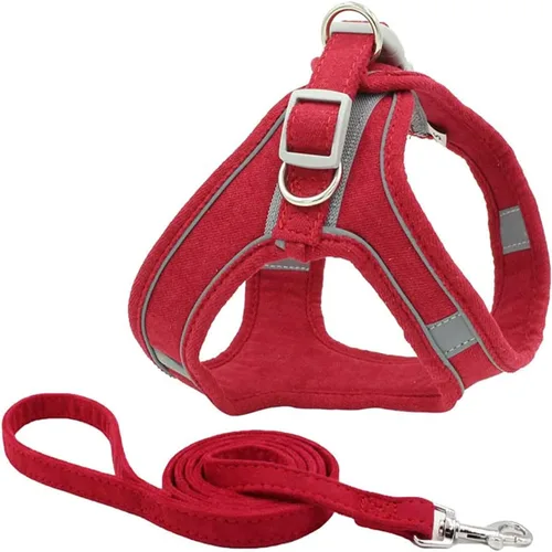 Miniatura 10 de Juego de arnés y correa para perro con correa para el pecho para mascotas, arnés reflectante ajustable para perros pequeños, medianos y gatos, azul