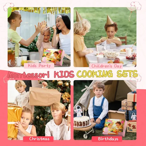 Miniatura 7 de Herramientas de Cocina Montessori para Niños Pequeños, Cuchillo para Niños para Cocina Real, Juego de Cuchillos para Niños Pequeños con Caja de Rosa