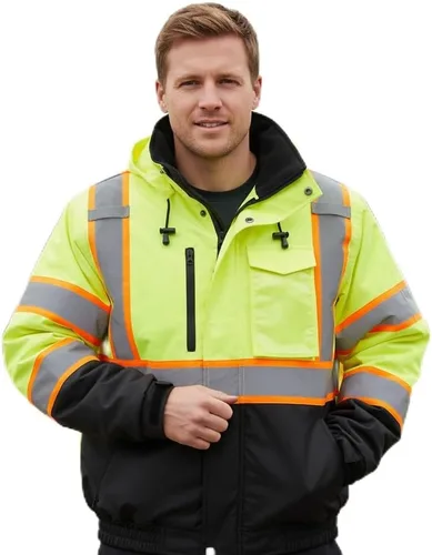 Miniatura 19 de sesafety Chaqueta reflectante para hombre, chaquetas de alta visibilidad, chaquetas de seguridad para hombre, chaquetas de bomber de construcción