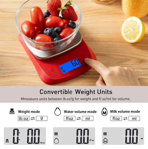 Miniatura 3 de NUTRI FIT Báscula digital ultradelgada para cocina, 0.03 oz (1 g), medida de incremento en lb oz ml, peso de alta precisión en gramos y onzas