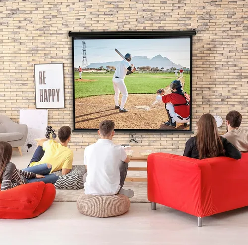 Miniatura 6 de ZENY Pantalla de proyector desplegable de 72 pulgadas 4:3 HD, pantalla de proyección manual de cine en casa, pantalla de cine retráctil portátil