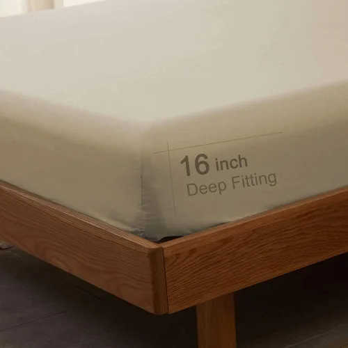 Miniatura 6 de SONORO KATE Juego de sábanas de microfibra súper suave de 1800 hilos, sábanas egipcias de lujo de 16 pulgadas de profundidad, antiarrugas e Beige