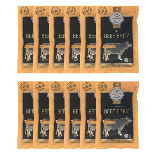 Aufschnitt Beef Jerky - Barbacoa - Paquete de 12 (2 onzas cada uno) - Kosher, Glatt, certificación Star-K, sin gluten, totalmente natural, sin