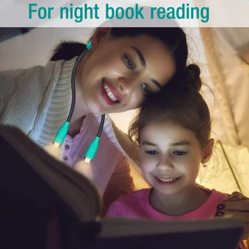 Miniatura 6 de Luz de lectura para el cuello, luz de libro para leer en la cama, luz de lectura LED con 3 colores, 3 niveles de brillo, lámpara de lectura manos