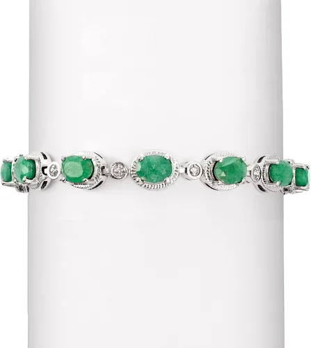 Miniatura 3 de Ross-Simons 9.10 ct. t.w. Emerald Bracelet With Diamonds in Sterling Silver