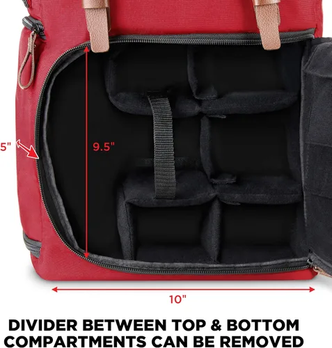 Miniatura 5 de GOgroove - Funda para cámara DSLR de tamaño completo y portátil, con espacio para portátil de 15.6" y almacenamiento de accesorios, soporte