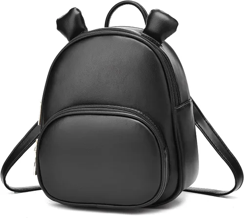 Bonita mochila para adolescentes, niñas, mujeres, tamaño pequeño, bolso de hombro de piel sintética, casual, mini mochilas bolsa de viaje, Negro -,