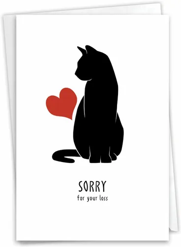 NobleWorks Tarjeta de felicitación de condolencias para mascotas con sobre de 5 x 7 pulgadas (1 tarjeta) Furever In Our Heart - Cat C10066BPSG