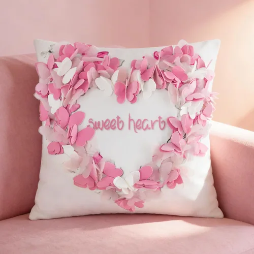 Miniatura 4 de KINGROSE Funda de almohada decorativa con diseño de mariposa 3D, diseño de corazón dulce, funda de cojín suave para el Día de San Valentín, Día