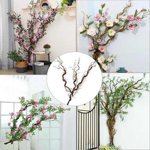 Miniatura 4 de Plantas artificiales flexibles de 66.9 pulgadas para colgar en la pared, tronco de árbol, ramas de cerezo falsas, ramitas de madera, enredaderas