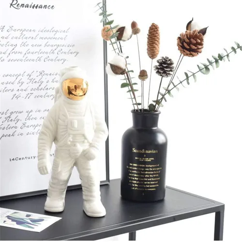 Miniatura 6 de Uterstyle Figura de astronauta de cerámica, estatua de astronauta, jarrón temático aeroespacial, manualidades, decoración del hogar, regalo de Dorado