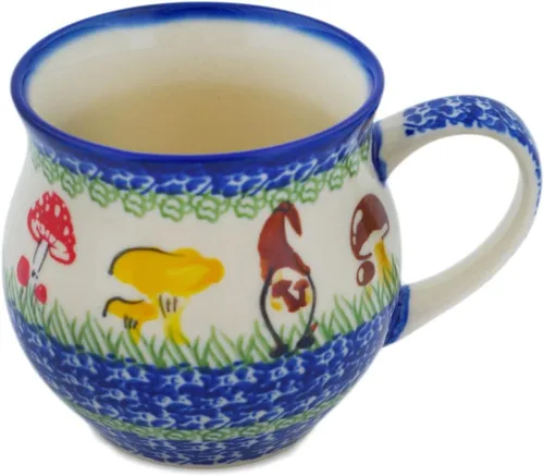 Miniatura 23 de Auténtica taza de burbujas de cerámica polaca de 13 onzas en diseño amarillo hecho a mano en Bolesławiec Polonia por Ceramika Bona + certificado