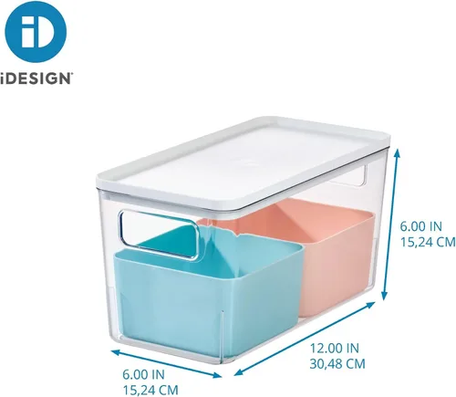 Miniatura 4 de Rosanna Pansino x iDesign - Contenedores de almacenamiento de plástico reciclado para cocina, incluye 1 contenedor grande con tapa y 2 cubos
