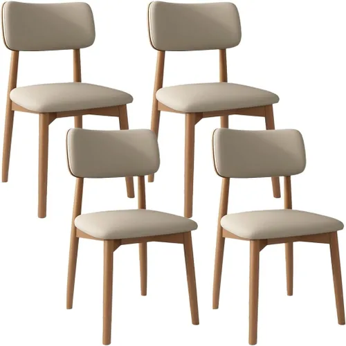 Miniatura 11 de YVYKFZD Solid Wood Dining Chairs, Kitchen Chairs Set with Curved Backrest, Leather Upholstered Dining Room Chair, Armless Living Room Chair, for
