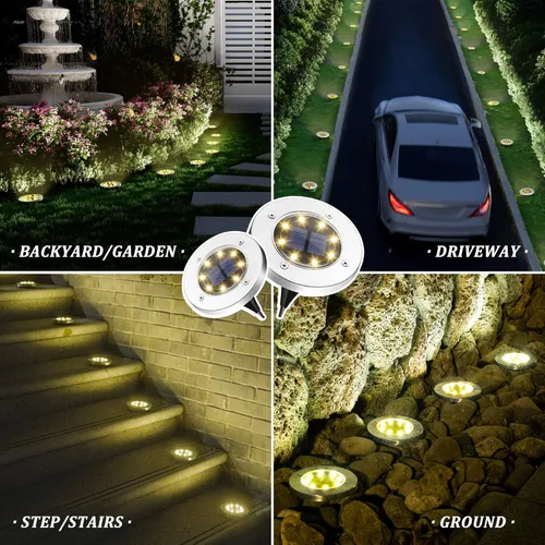 Miniatura 2 de SOLPEX Luces solares impermeables para exteriores, paquete de 8 luces solares para suelo, luces solares de jardín, iluminación de paisaje