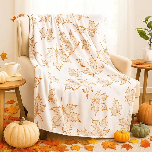 Hosuly Manta de Acción de Gracias, manta suave de hojas de otoño, manta de franela de felpa de otoño, manta cálida de cosecha, manta acogedora para