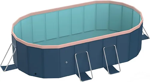 Montary Piscina rectangular plegable grande no inflable para niños y adultos, carcasa de plástico duro, diseño grueso de gran tamaño, piscina