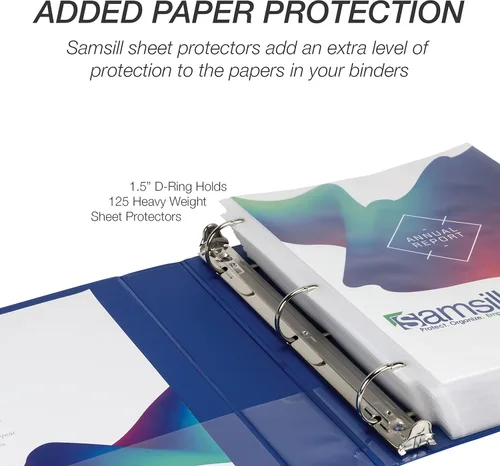 Miniatura 7 de Samsill Carpeta duradera de 1.5 pulgadas, fabricada en los Estados Unidos, carpeta de anillos en D, carpeta transparente personalizable, surtido