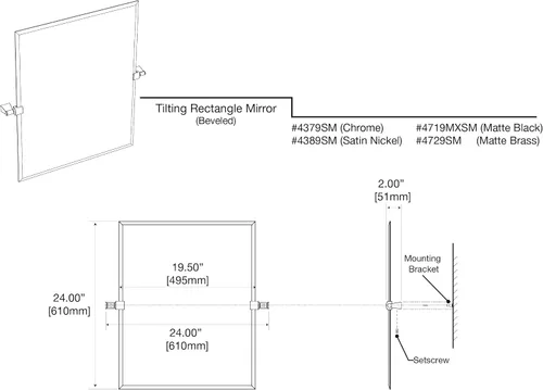 Miniatura 3 de Gatco 4379SM Bleu, Espejo Rectangular Pequeño, Cromado, 24 Pulgadas