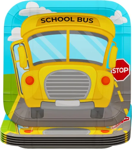 Miniatura 3 de Paquetes de fiesta de lujo para autobús escolar (127 piezas para 16 invitados), suministros de fiesta de autobús escolar, platos y servilletas