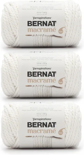 Miniatura 15 de Bernat - Hilo para macramé color negro, paquete de 3 de 250 g/8.8 oz - Algodón - #6 súper esponjoso - Tejido de punto, ganchillo y manualidades