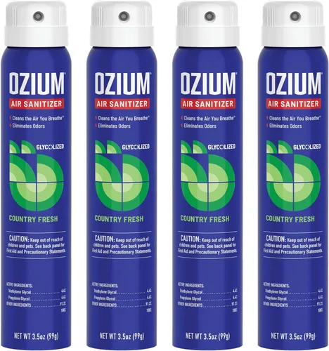 Ozium Desinfectante de aire y eliminador de olores para hogares, automóviles, oficinas y más, Country Fresh, 3.5 onzas (paquete de 4)