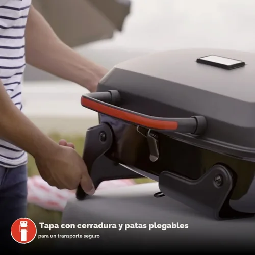 Miniatura 6 de Megamaster Parrilla de gas portátil de 1 quemador con tapa de bloqueo, quemador de acero inoxidable de 11,000 BTU, patas plegables, pequeña parrilla