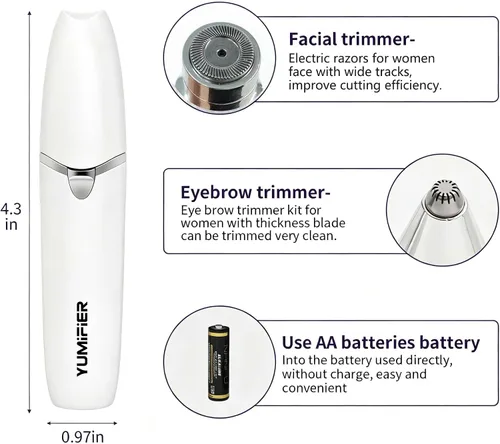 Miniatura 2 de 2-in-1 Women’s Facial Hair Trimmer, Lipstick Size Portable Electric Razor, for Eyebrows, Nose Hair, Upper Lip, Chin, Peach Fuzz