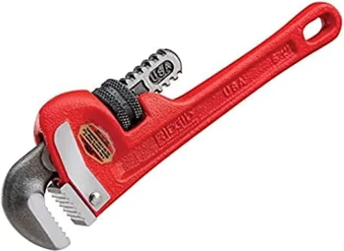 RIDGID 31010 - Llave de tubería recta modelo 10 resistente, llave de fontanería de 10 pulgadas, color rojo, negro, 9.843 in (10 pulgadas)